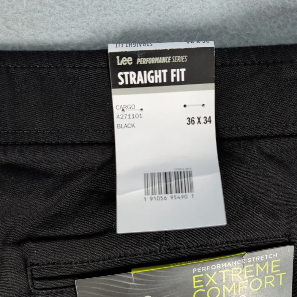 Lee Pants Mens 36x34 Black Extreme Comfort Performance Straight Fit Stretch